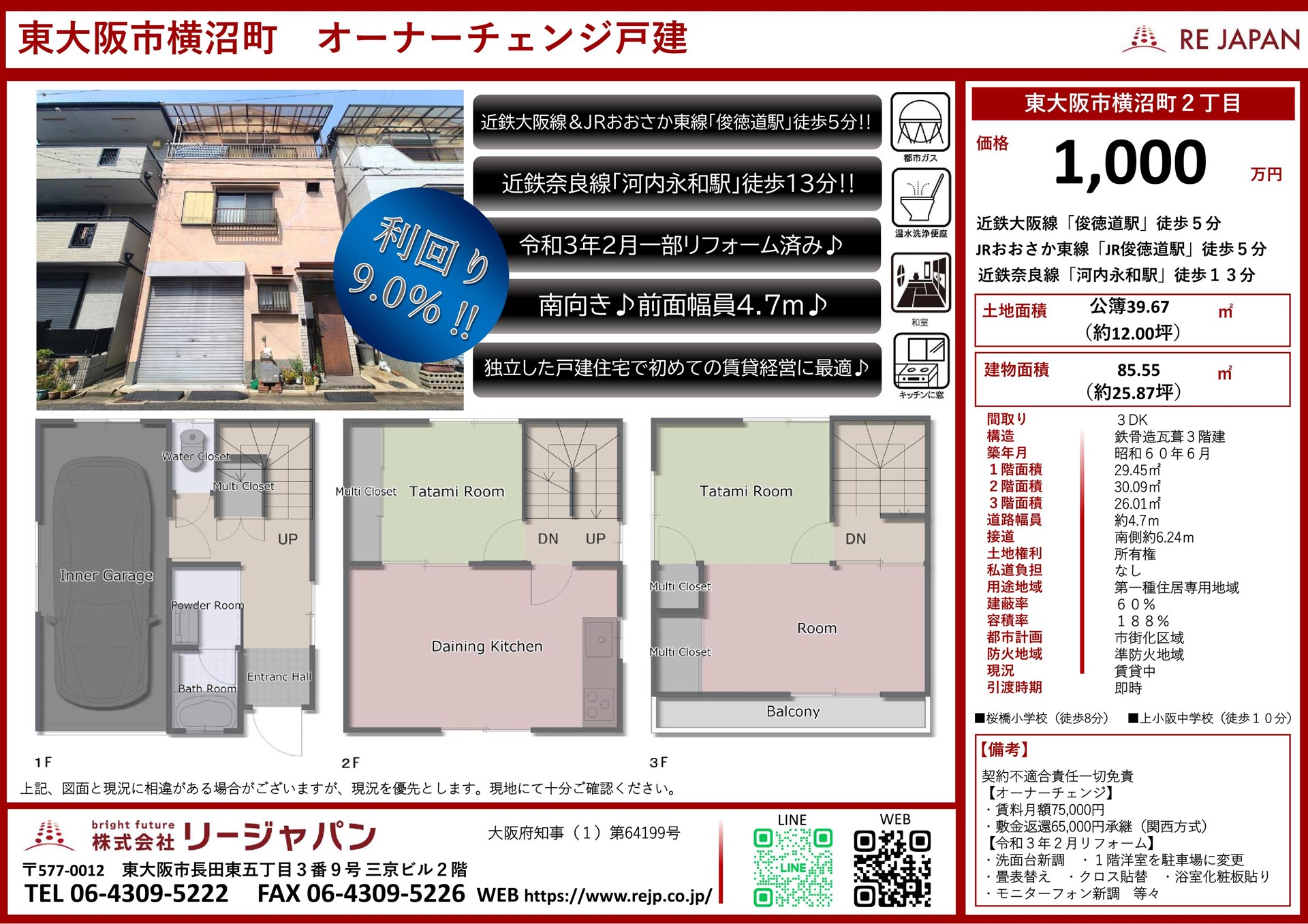 【東大阪市横沼町】オーナーチェンジ物件の売却をお任せ頂きました